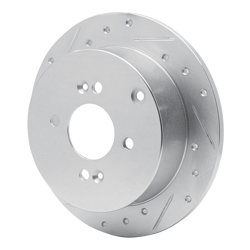 Dodge Attitude Brake Rotor (1) - Rear Left - R1 Concepts - Drilled & Slotted - Silver - `06-`12